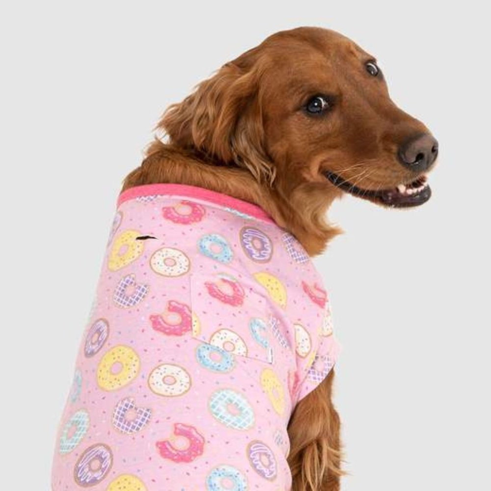 DOG PUPPY DONUT PINK COTTON TEE T-SHIRT - Picture 4 of 4